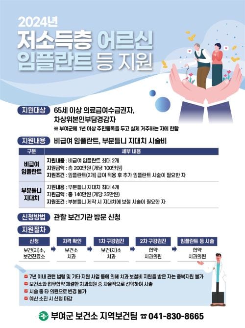 임플란트 등 치과 치료 지원 확대 시행 post image