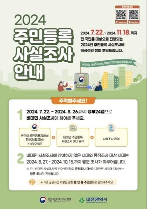대전시 2024년 주민등록 사실조사 추진 post image