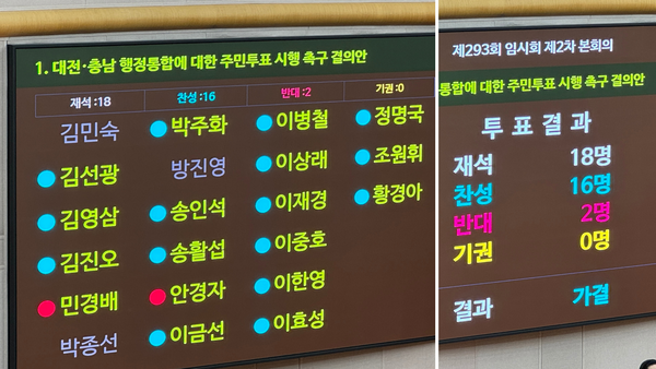 대전시의회, 행정통합 주민투표 촉구 결의안 가결 post image