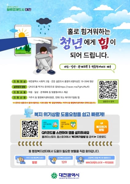 대전시 '숨은 청년 찾아간다'...  전국 유일 5개 구 맞춤 지원 post image
