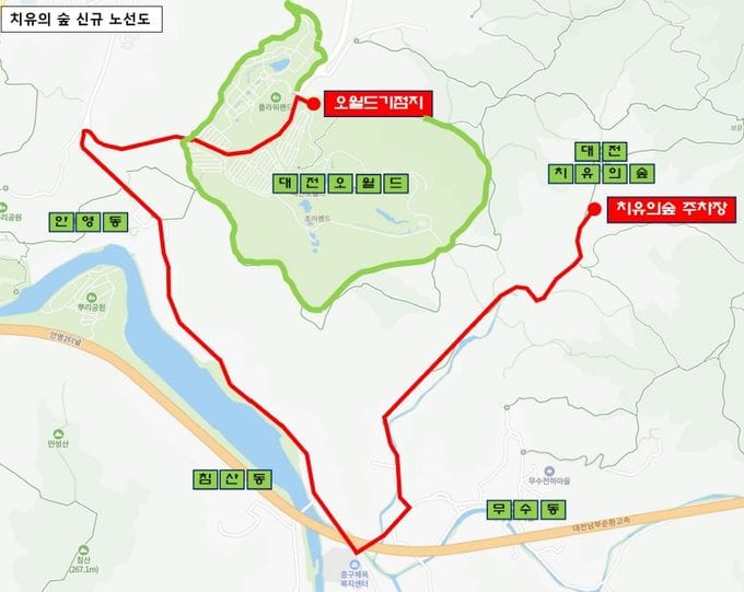 대전시 치유의숲 운행 시내버스 55번 신설 post image