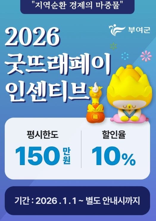 부여군, 2026년에도 굿뜨래페이로 지역경제 활성화 이어간다 post image
